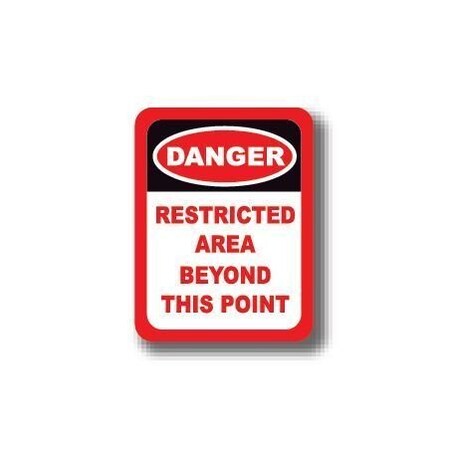 Ergomat 12in x 12in RECTANGLE SIGNS - Danger Restricted Area Beyond This Point DSV-SIGN 144 #7062 -UEN
